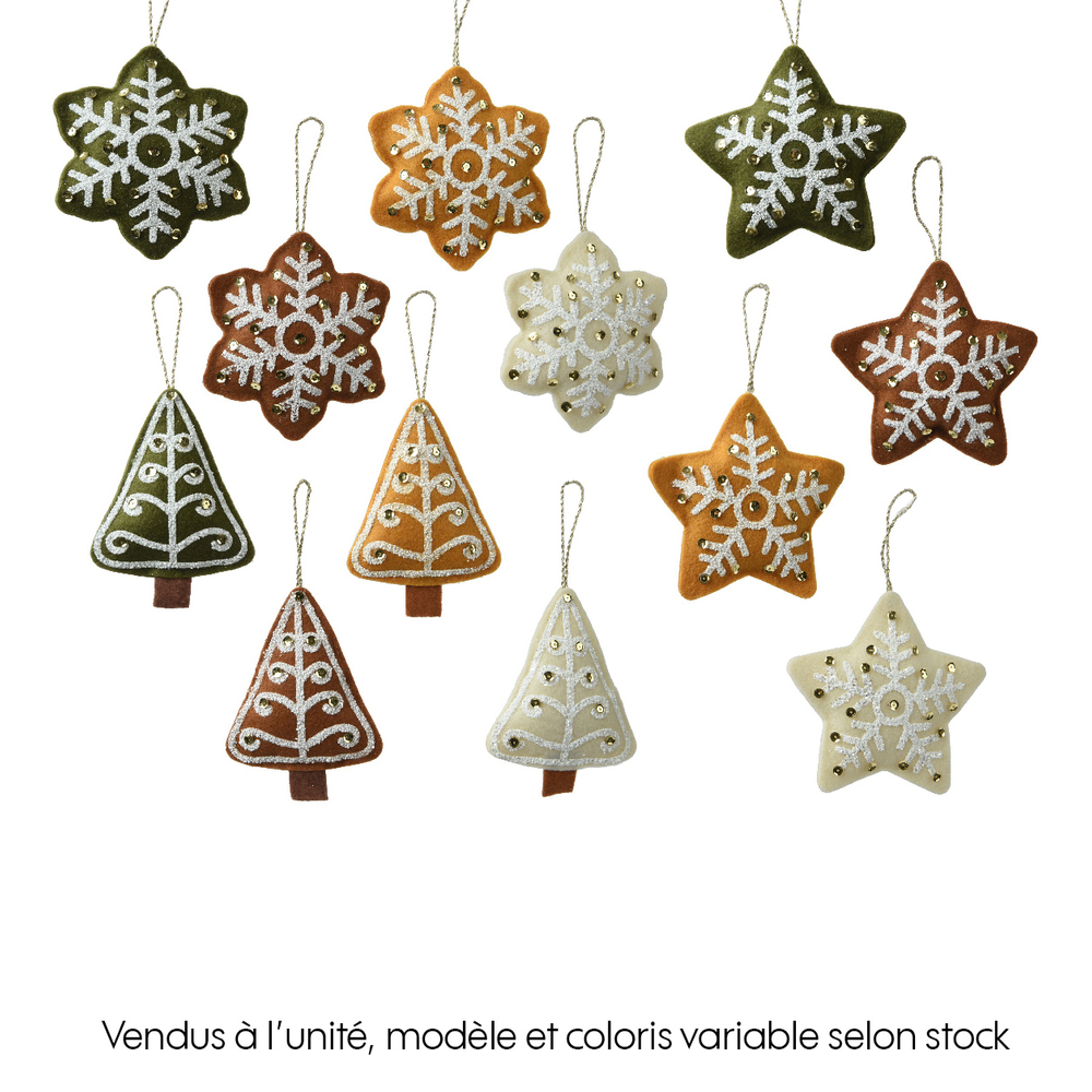 Suspension de Noël : Figurine en feutrine avec sequins H.11cm