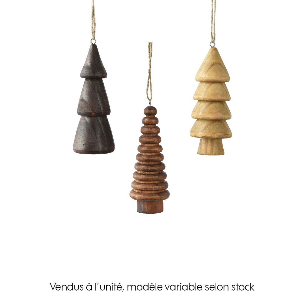 Suspension de Noël : petit sapin en bois de pin - 4x4xH.10cm