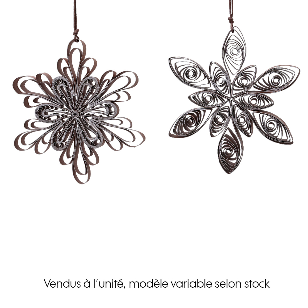Suspension de Noël : Fleur en papier, coloris brun - D.12,5cm