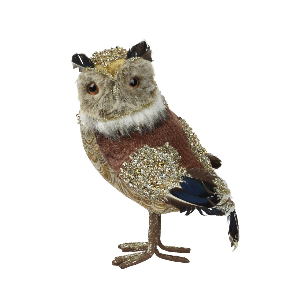 Chouette polyester brun 19X14X25cm