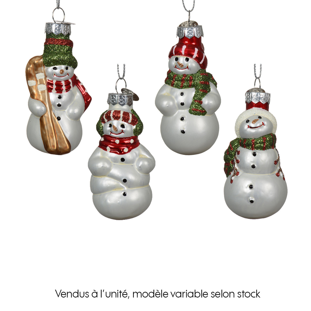 Suspension de Noël : Figurine en verre blanc 4,5x3,5xH.7,5cm