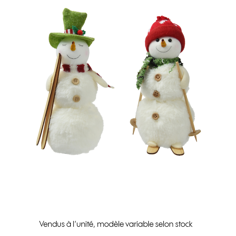 Suspension de Noël, bonhomme de neige polyester blanc - 9x9 H.21cm