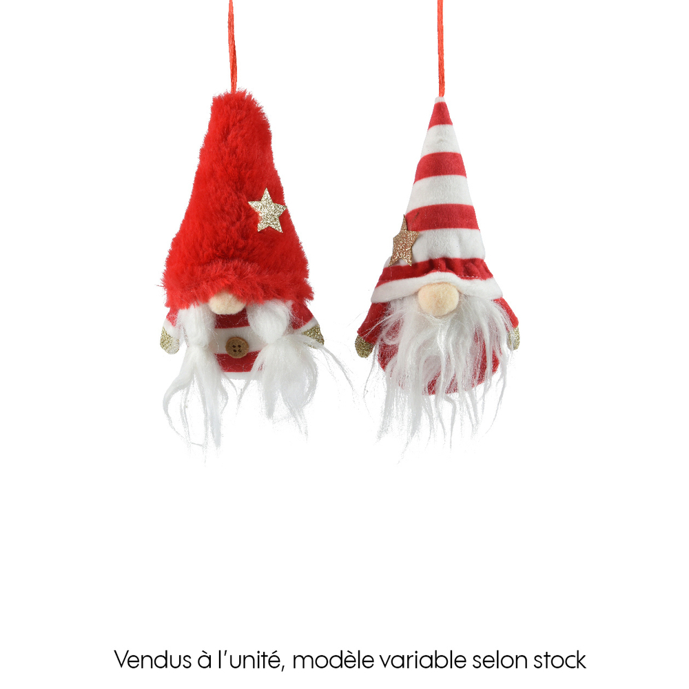 Suspension de Noël : Gnome en polyester rouge 5x5xH.15cm