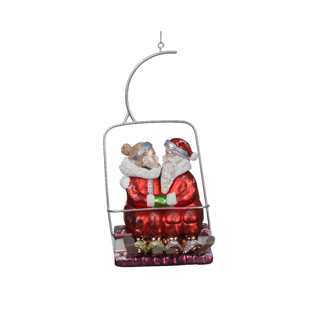 Suspension en verre pour sapin : père Noël - L.10,1xl.10,3xH.22cm