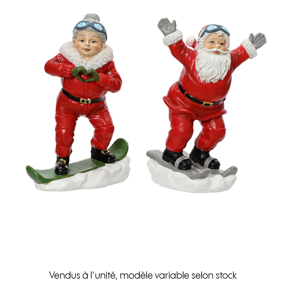 Figurine en résine : Père Noël sur ses skis - H.20cm