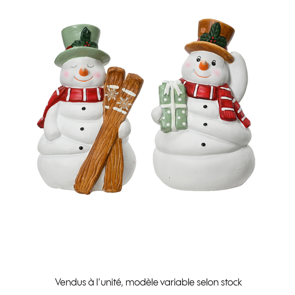 Figurine de Noël en terre cuite : Bonhomme de neige - H.20cm