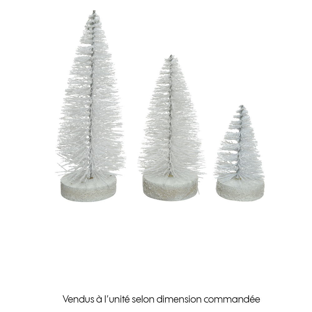 Figurine de Noël : 3 sapins miniatures blancs - H.10, H.15 et H.20cm