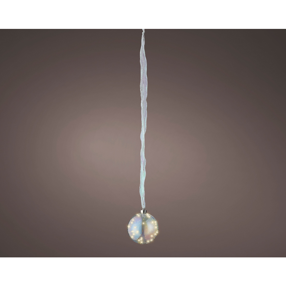 Boule lumineuse d'intérieur, 30 micro LED irisé/blanc chaud - D.14cm