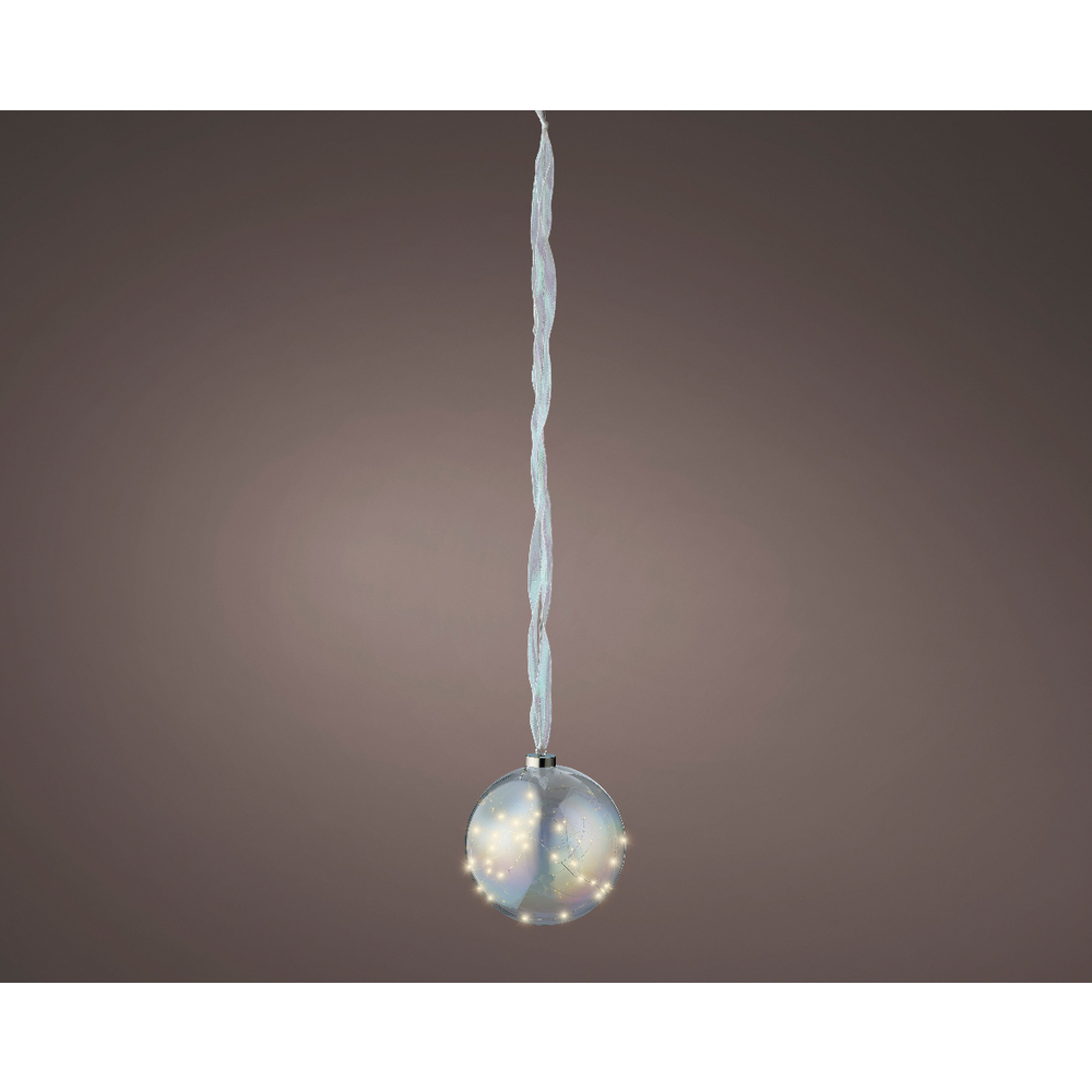 Boule lumineuse d'intérieur, 40 micro LED irisé/blanc chaud - D.20cm