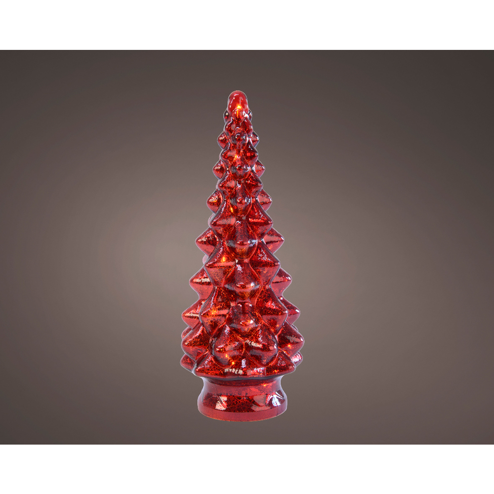 Sapin vert 8 micro led rouge blanc chaud h24cm