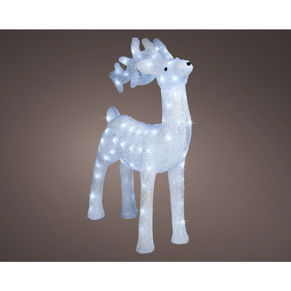 Cerf lumineux 100 led extérieur blanc/blanc froid 23X52 h73cm