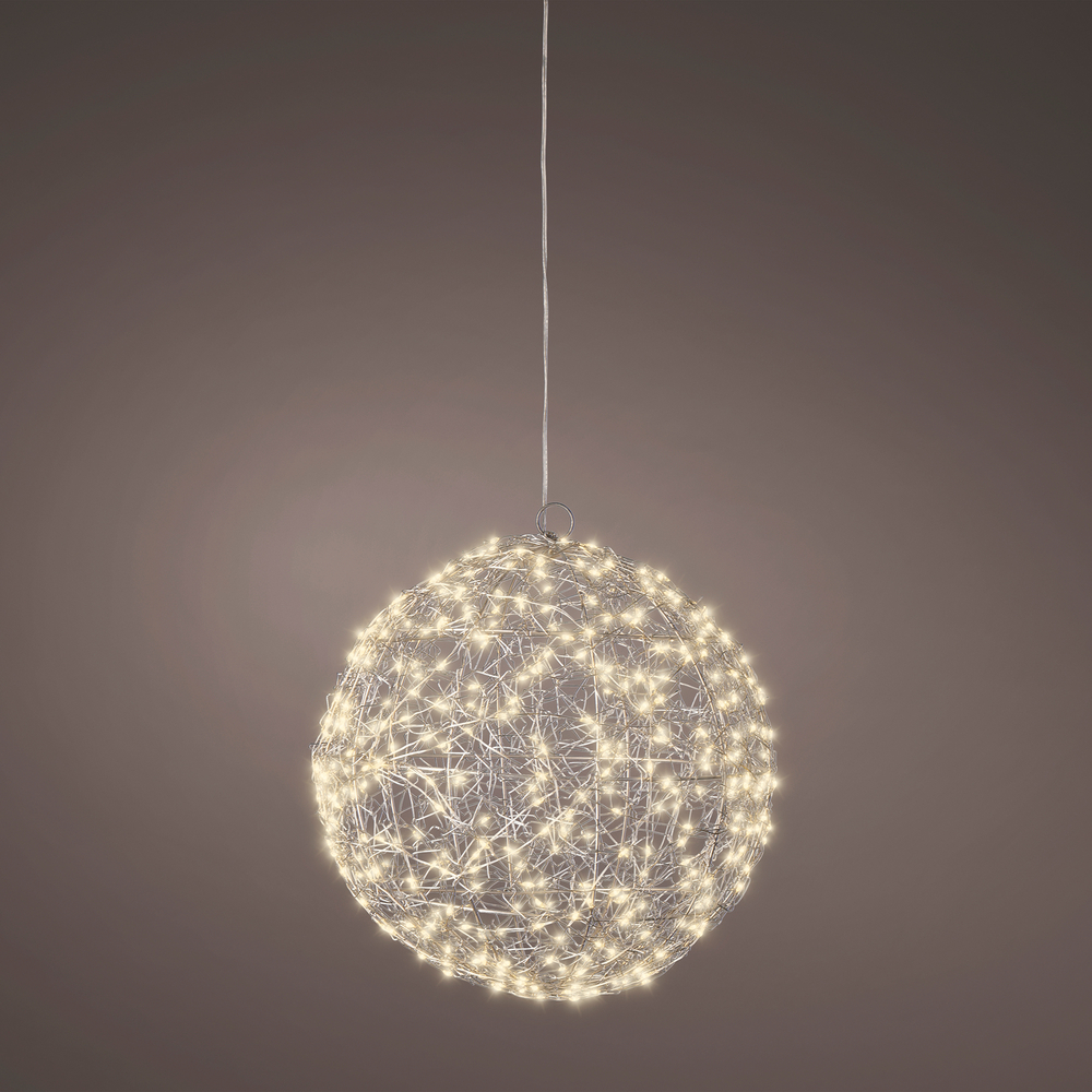 Boule 400 micro led argent blanc d28cm