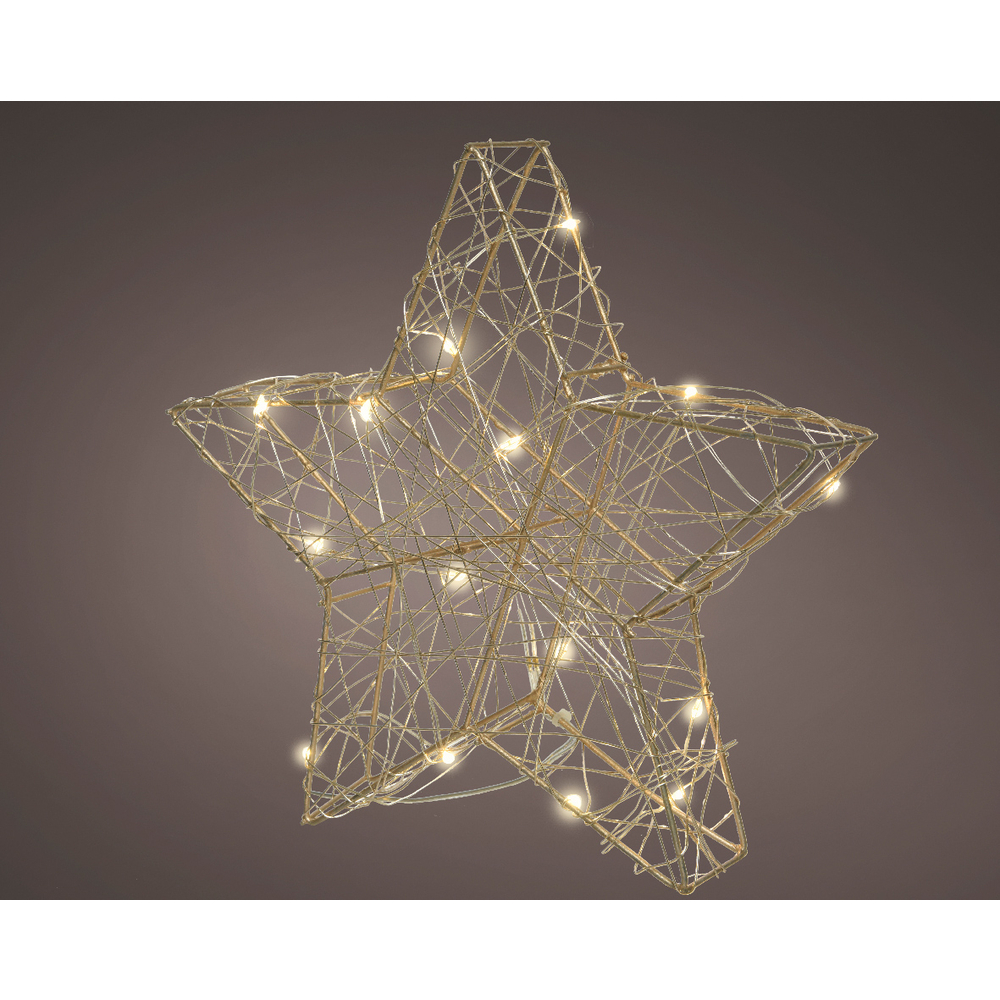 Etoile 30 micro led en métal or blanc chaud d30cm