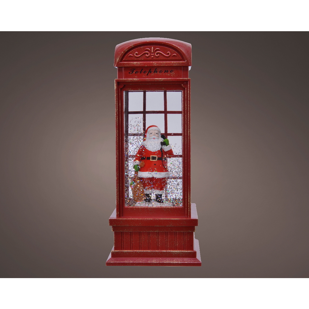 Cabine téléphérique père noë rouge blanc h25cm