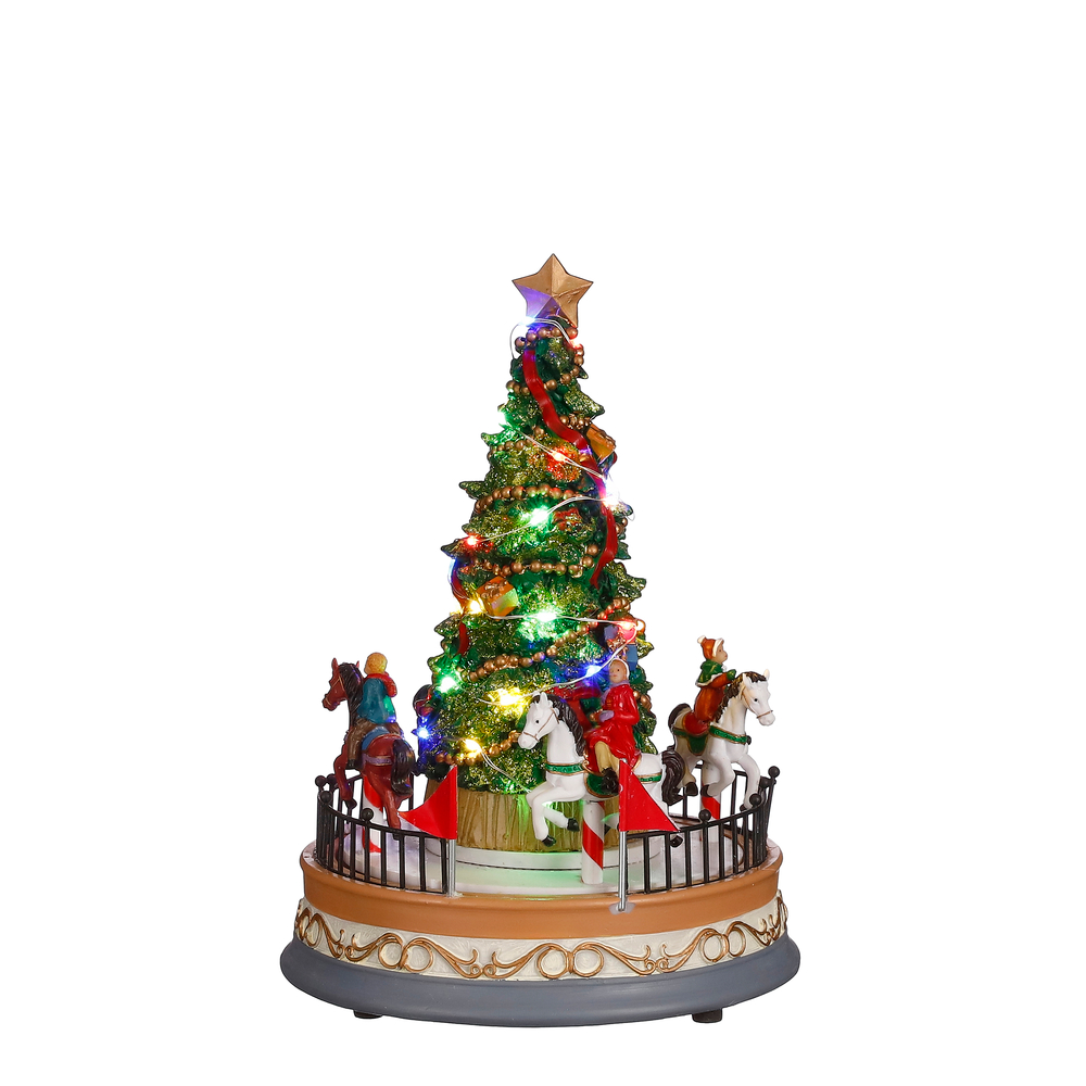 Scène de Noël animée, manège - D.18,5 x H.26cm