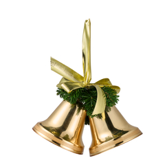 Duo cloches or avec nœud 13cm