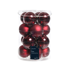 Assortiment 16 boules de Noël en verre, coloris bordeaux - D.8cm