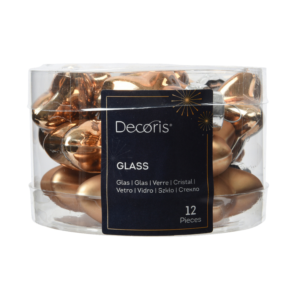 Suspensions de Noël : 12 étoiles en verre, coloris brun - H.4cm