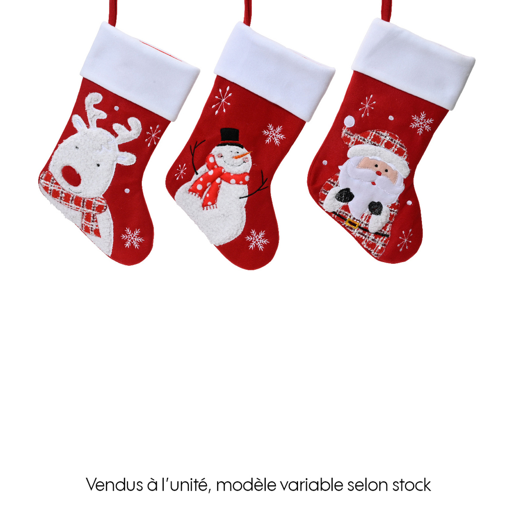 Chaussette polyester rouge/blanc H.40cm