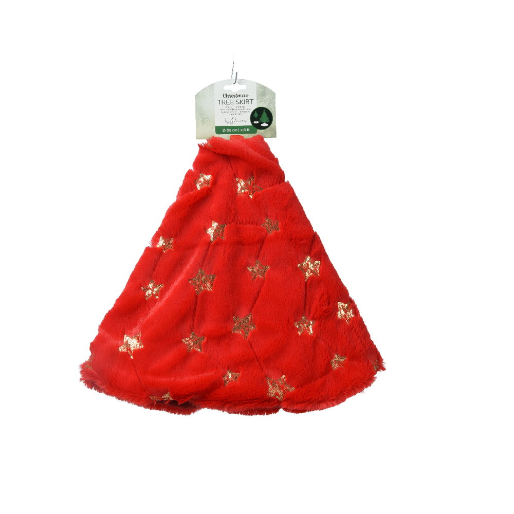 Jupe de sapin polyester rouge/blanc D.85cm