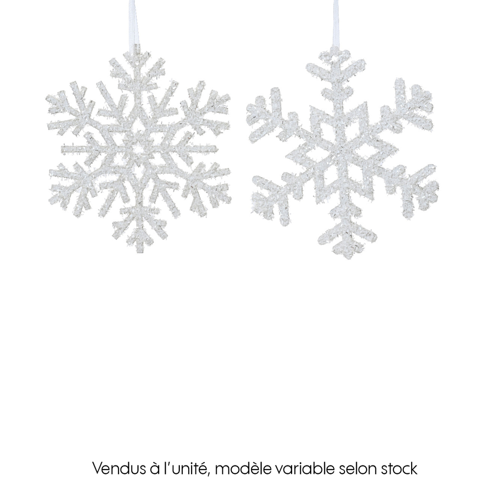 Suspension de Noël : Flocon de neige scintillant blanc H.20cm
