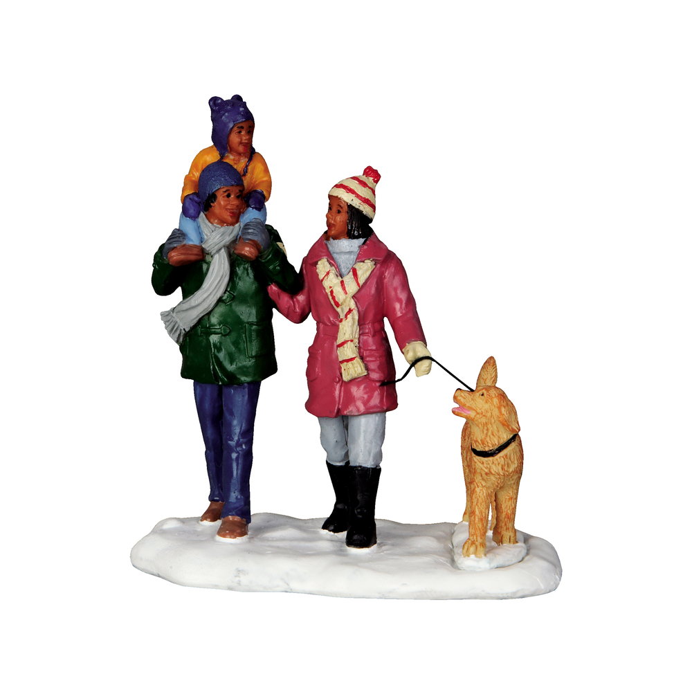 Figurines de Noël : Promenade hivernale en famille - H.8,5cm