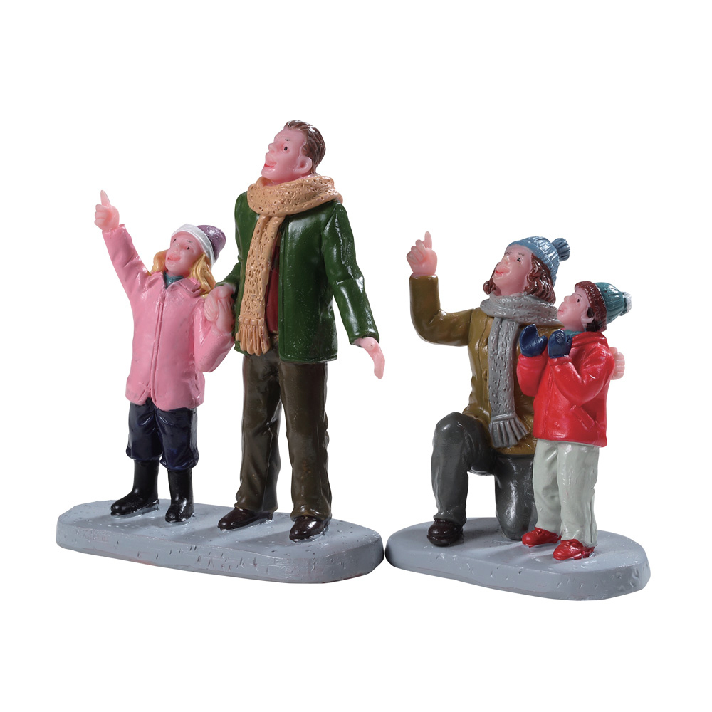 Figurines de Noël : Spectateurs de feux d'artifices - H.6,8cm