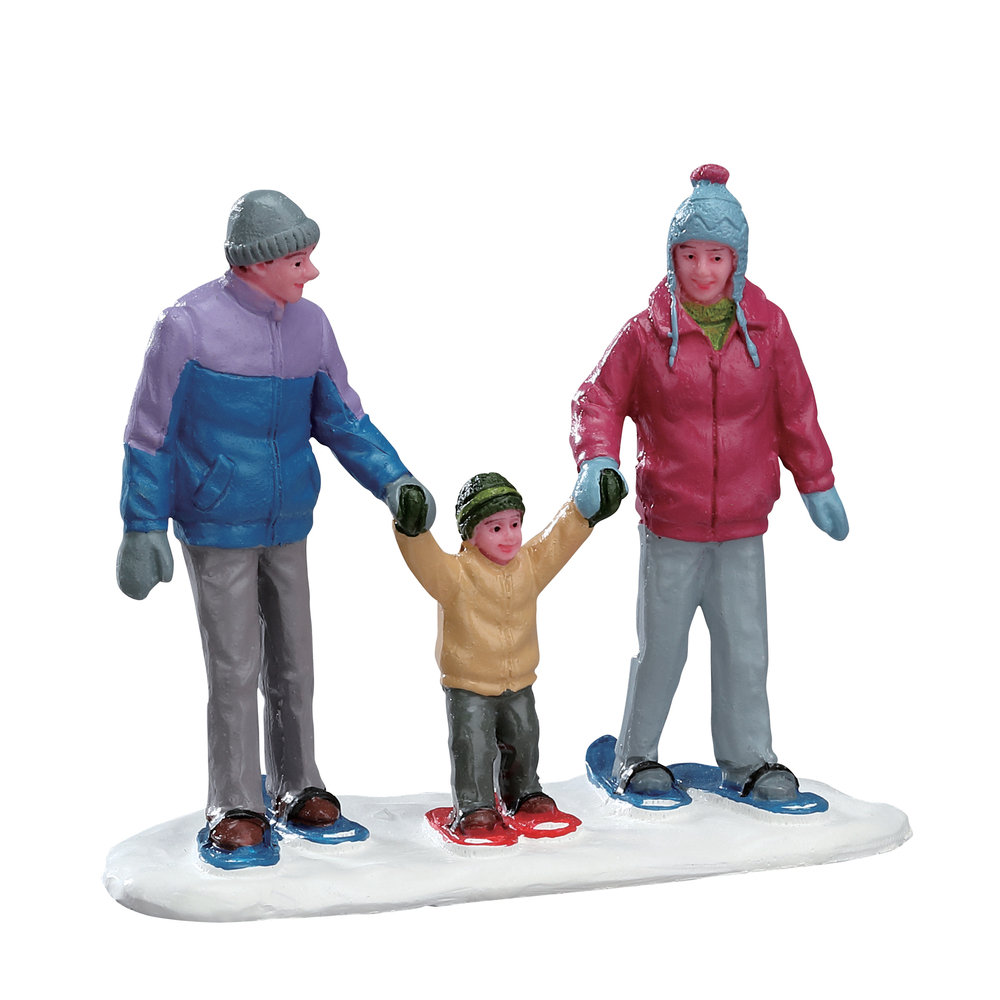 Figurines de Noël : Balade familiale en raquettes - H.7,5cm