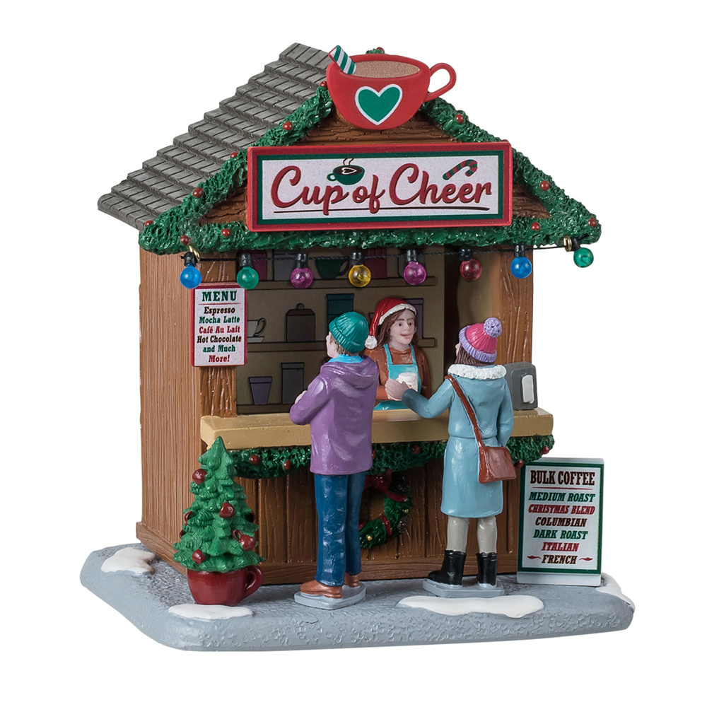 Figurine de Noël : Stand de boissons chaudes - H.13,3cm