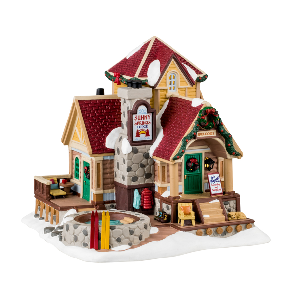 Scène de Noël : Lodge bruncH.et détente au ski - H.18cm