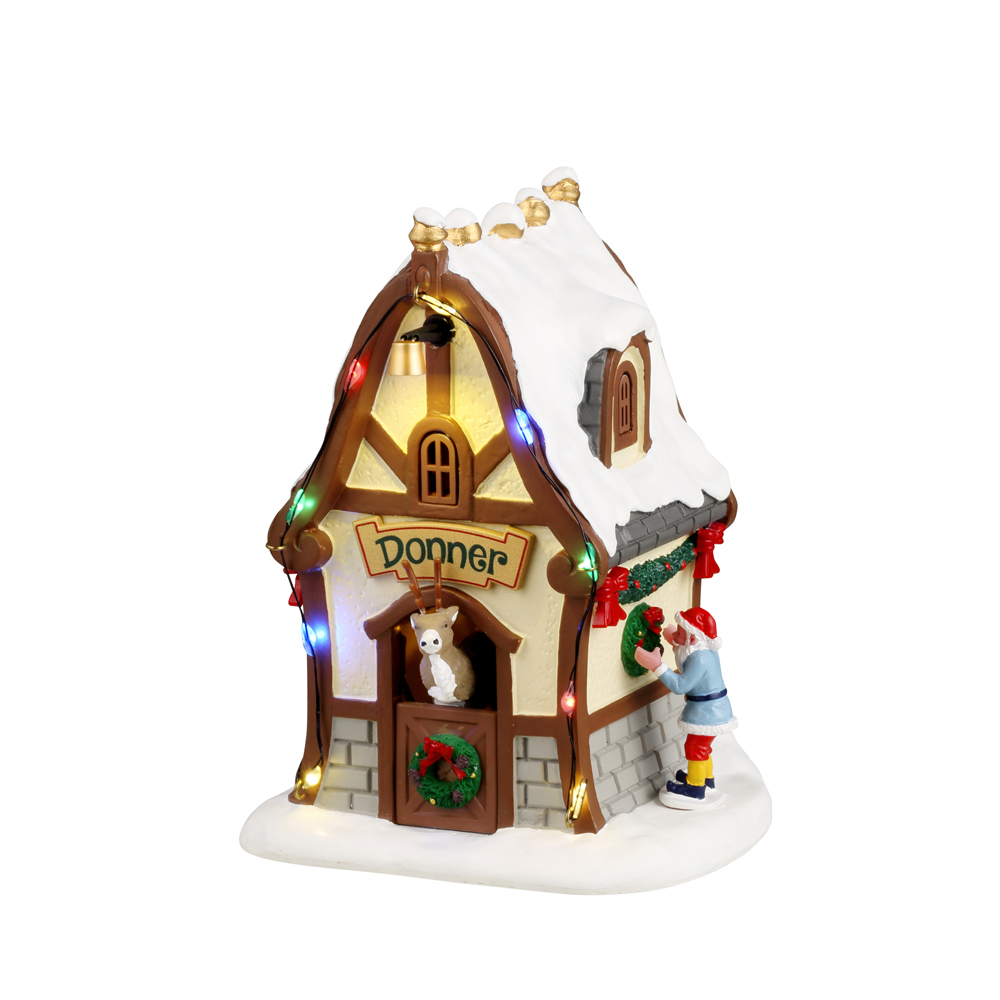Scène de Noël : La maison Donner's Den - 10,2x8,7x13,7cm