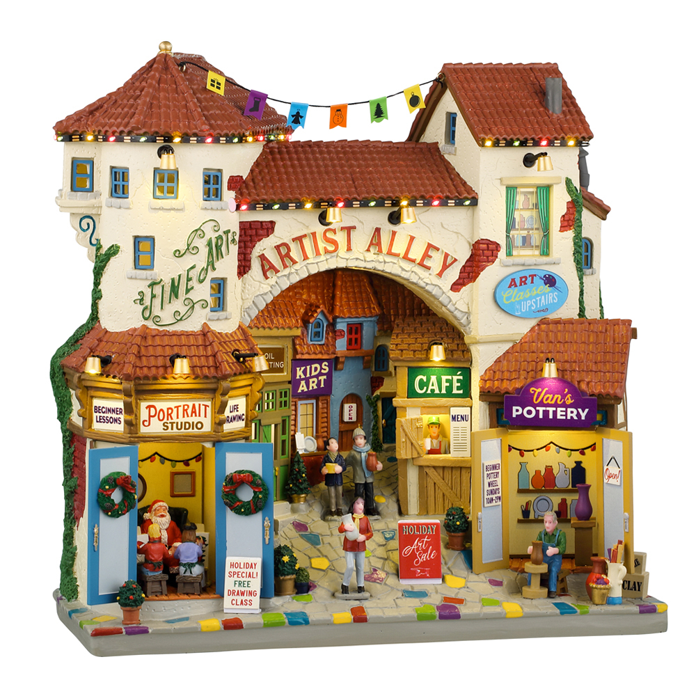 Scène de Noël : Les artistes à Caddington Village - H.27,5cm