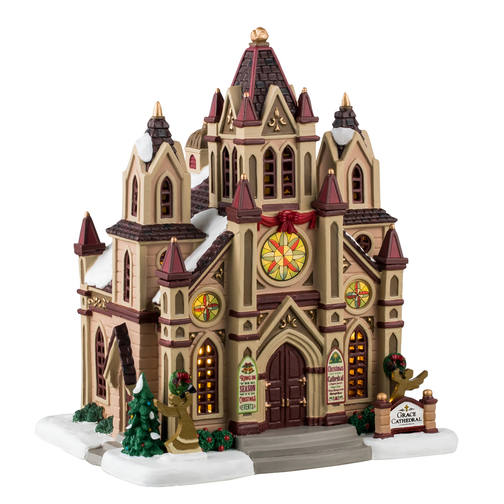 Scène de Noël : Grande cathédrale à Caddington Village - H.15,2cm