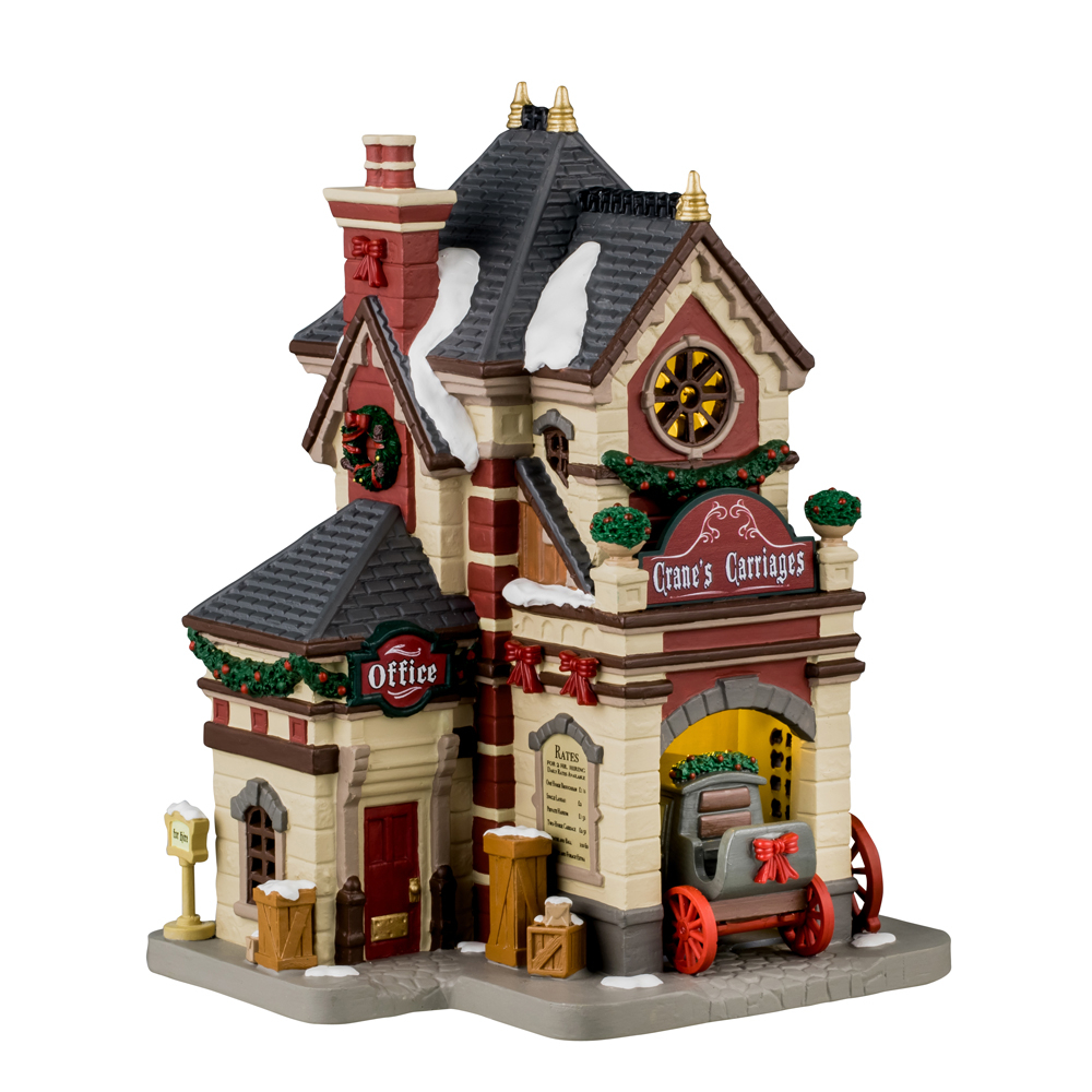 Scène de Noël : Les calèches de Caddington Village - H.21,5cm