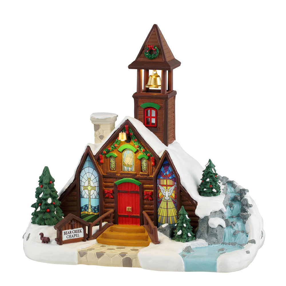 Scène de Noël : Chapelle de Bear Creek - H.21,2cm