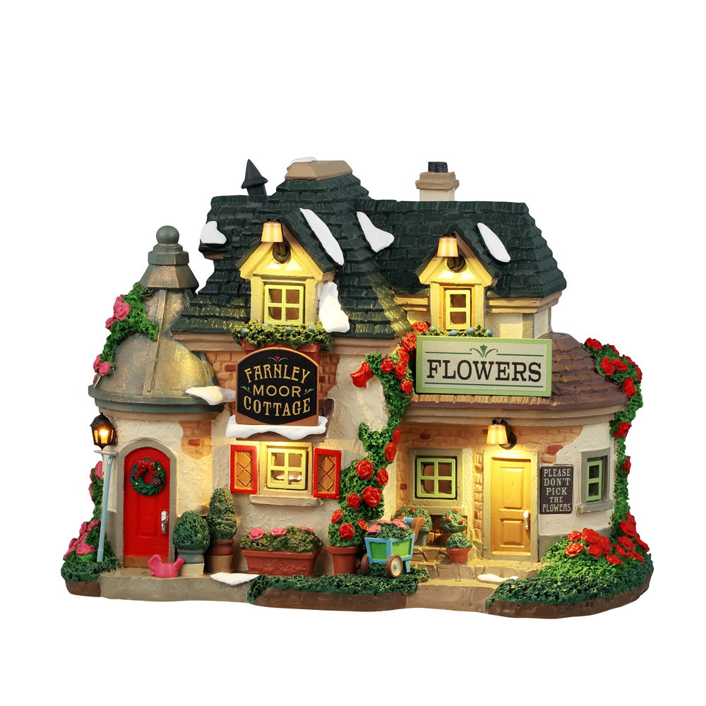 Scène de Noël : Cottage fleurie Gite Farnley - H.15,5cm