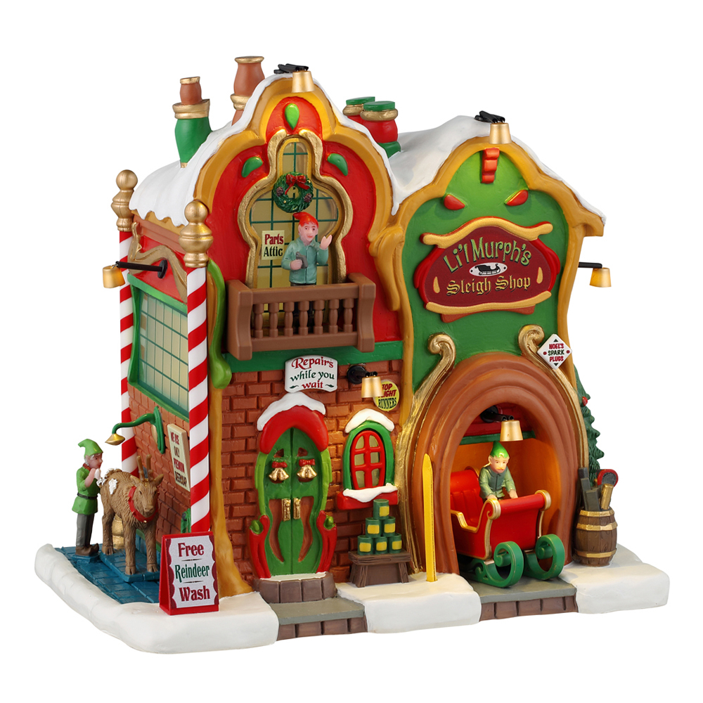 Scène de Noël : Magasin de traîneaux Li'l Murphy's Shop - H.18,5cm