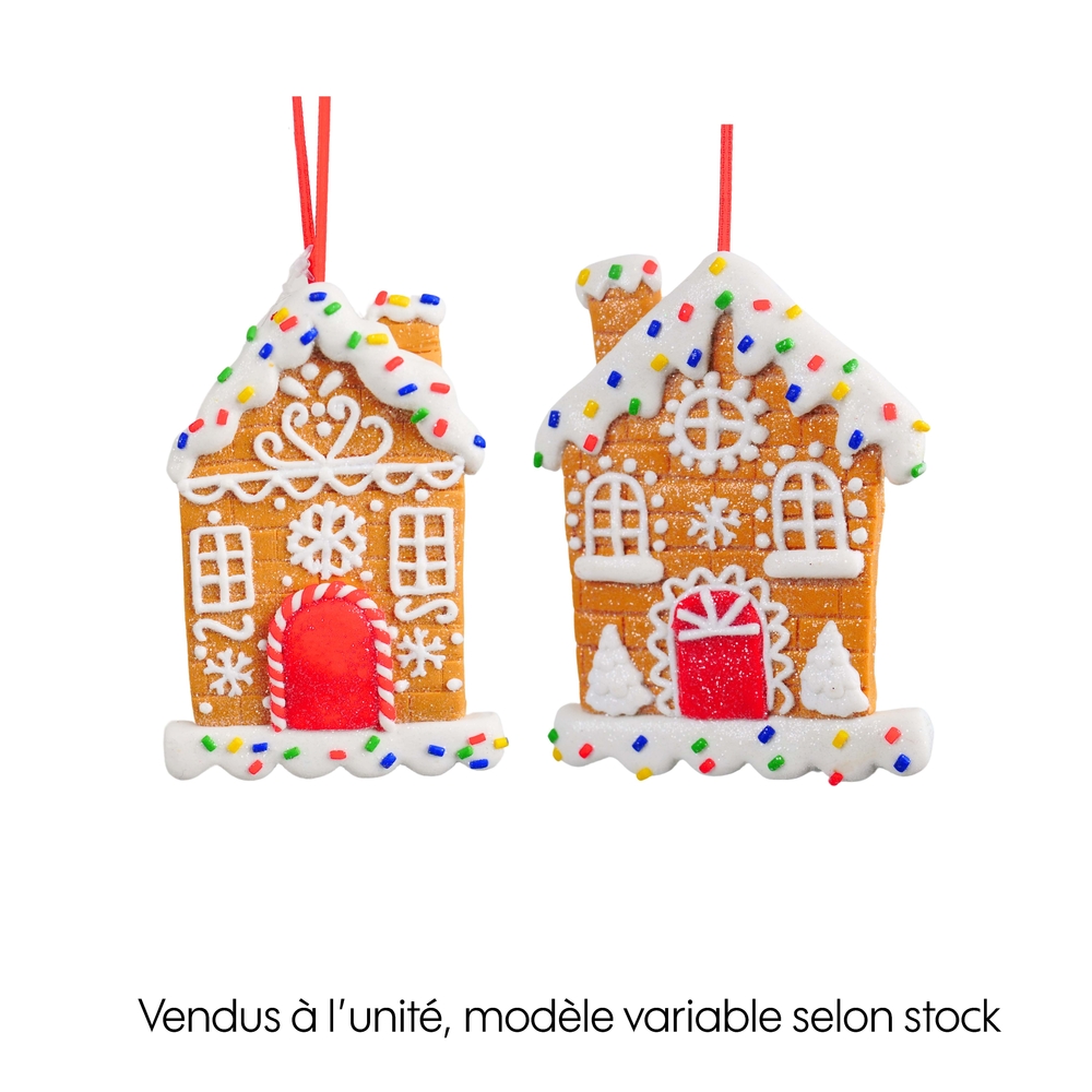 Suspension de Noël : maison pain d'épices en résine pour sapin H.10cm