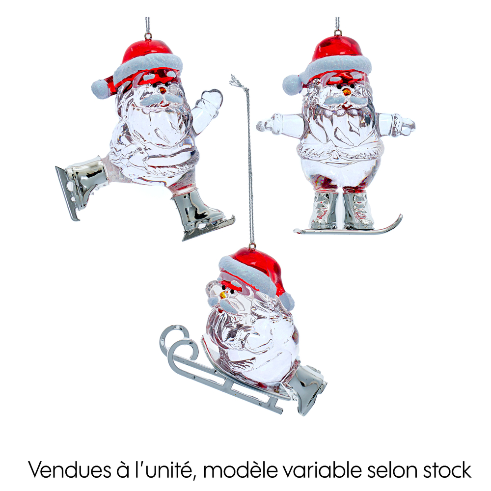 Suspension pour sapin : père Noël sur glace - H.10cm