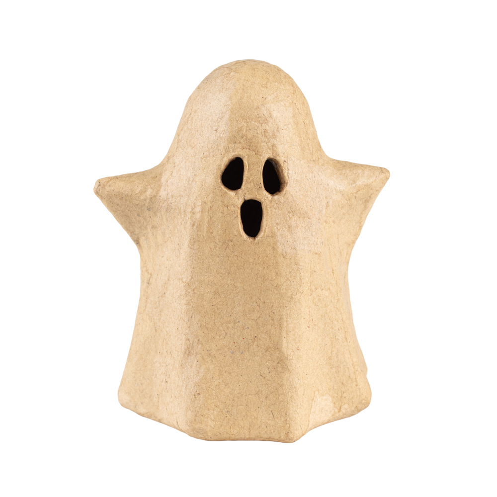Petit bougeoir fantôme DIY en papier mâché - D.9xH.10,5cm