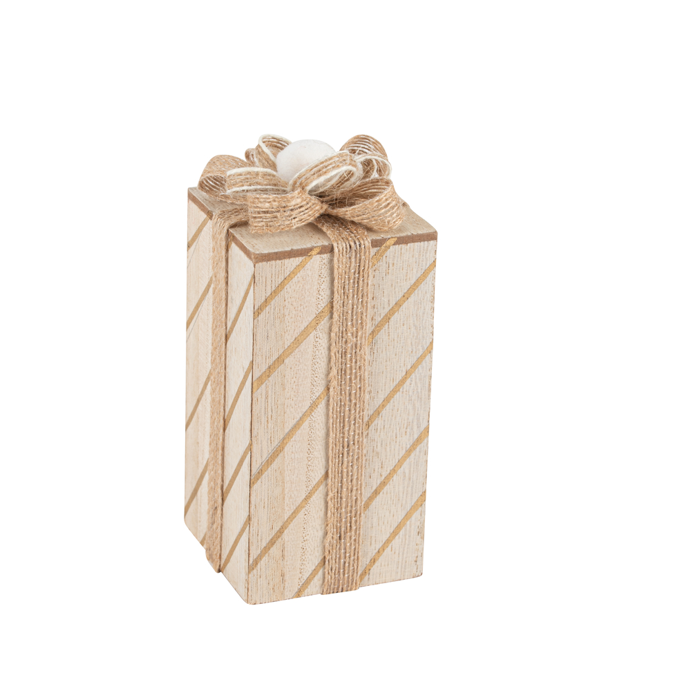 Décoration de Noël, boîte cadeau avec nœud en jute beige