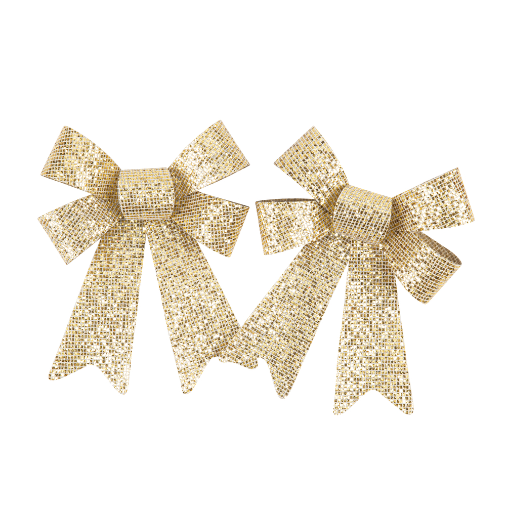 2 noeuds paillettes or 13x16cm