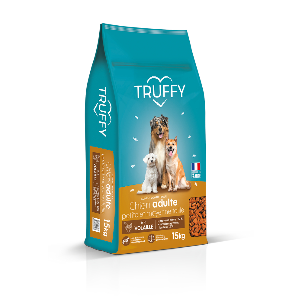 Croquettes Volaille pour chien adulte de Petite et moyenne race 15kg