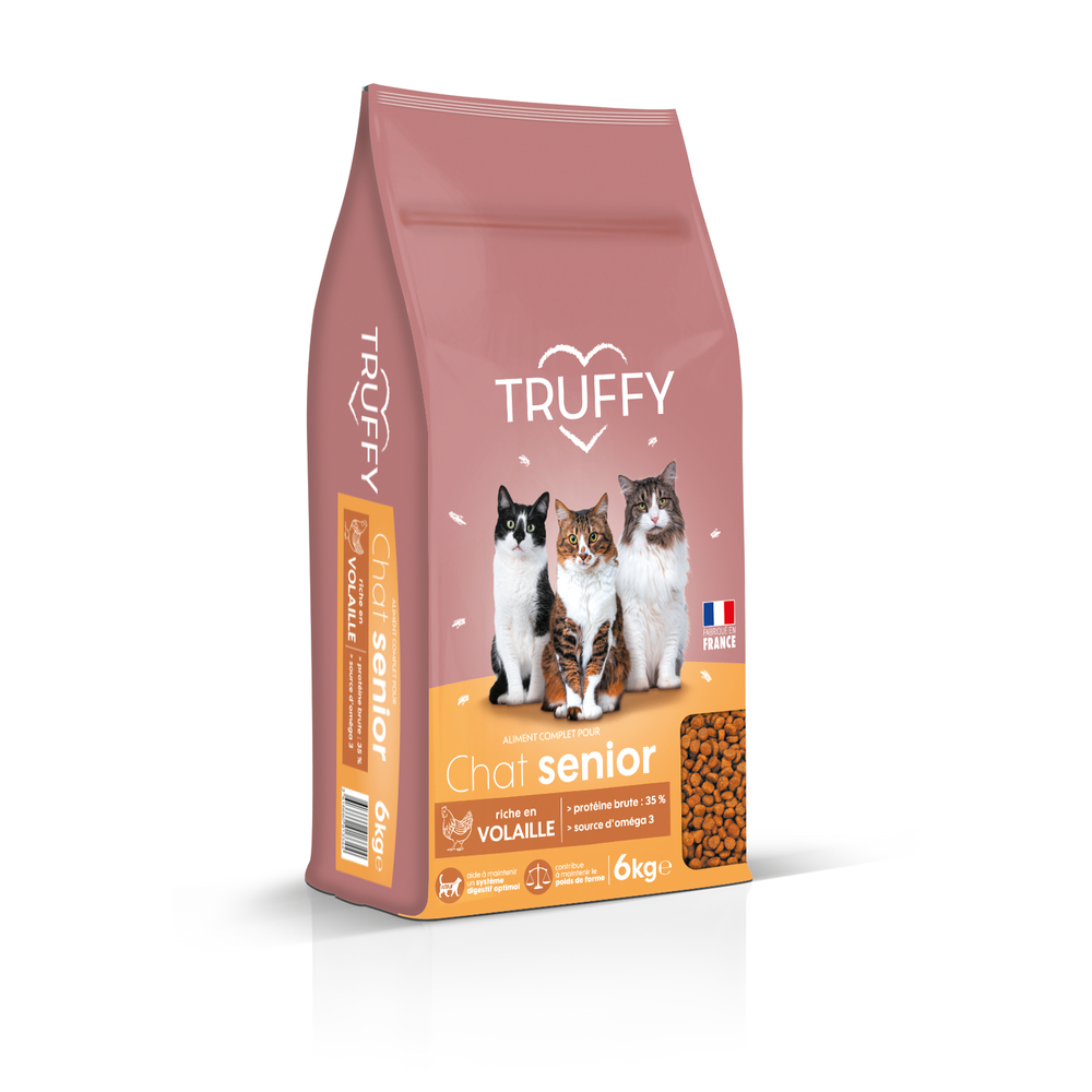 Croquettes riches en volaille pour chat senior 6kg