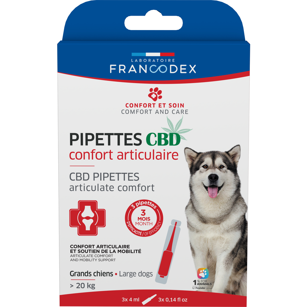 Pipettes CBD confort articulaire pour chien <gt/>20kg - 3x4ml