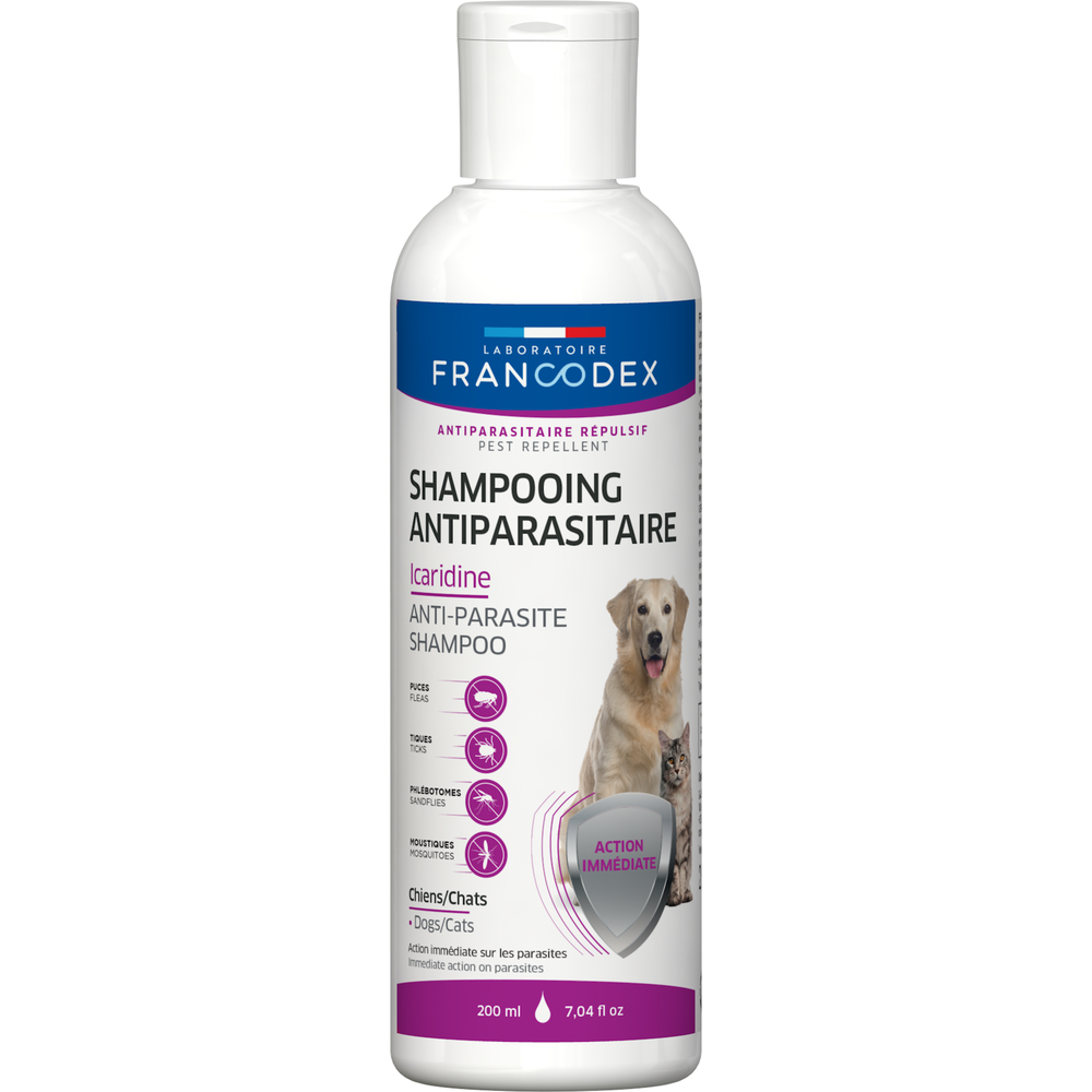 Shampoing antiparasitaire Icardine pour chien et chat 200ml