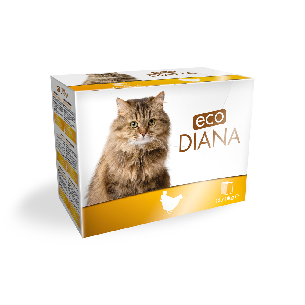 Pack poulet émincés Eco Diana en sauce, pour chats - 12x100g