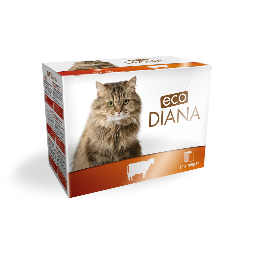 Pack boeuf émincés Eco Diana en sauce, pour chats - 12x100g