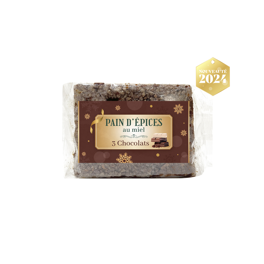 Pain d'épices au miel - 3 chocolats 220g