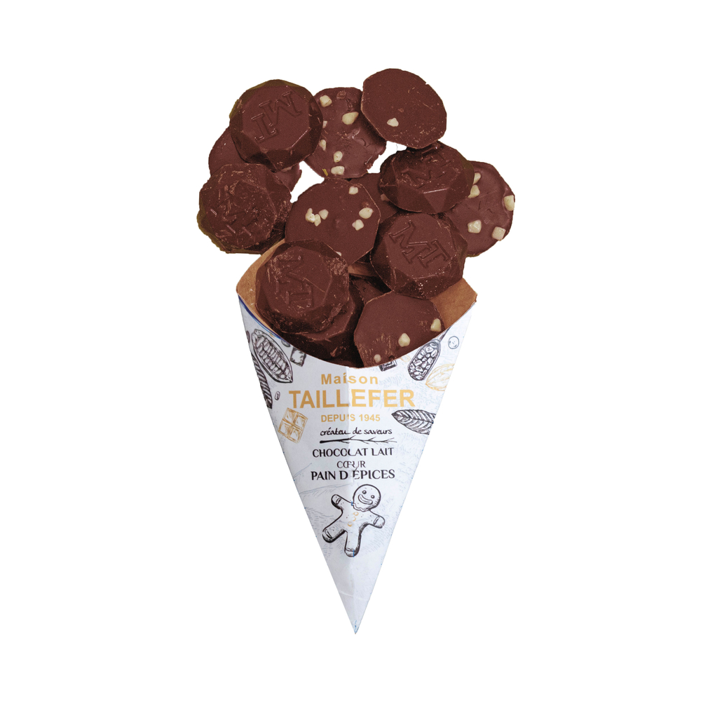 Chocolat au lait cœur pain d'épices cornet 130g